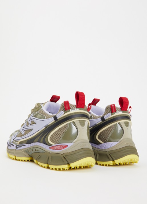 Off-White Be Right Back sneaker met mesh details - achterkant bronsgroen