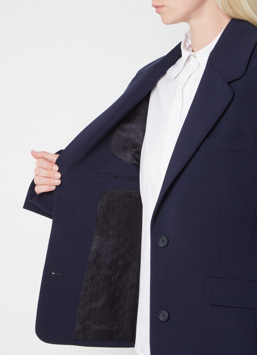 Off-White Blazer van wol met klepzakken - detail 5 blauw