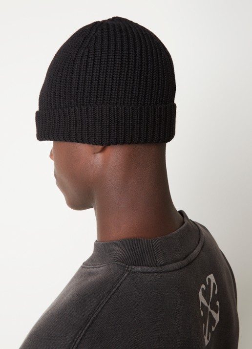 Off-White Bookish Classic muts van scheerwol met logoborduring - voorkant 2 zwart