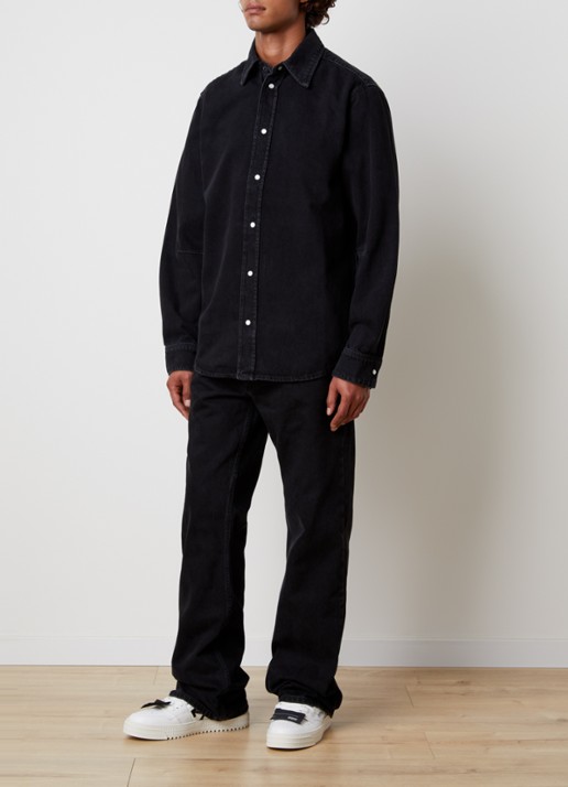 Off-White Bookish comfort fit overhemd van denim - voorkant 3 zwart