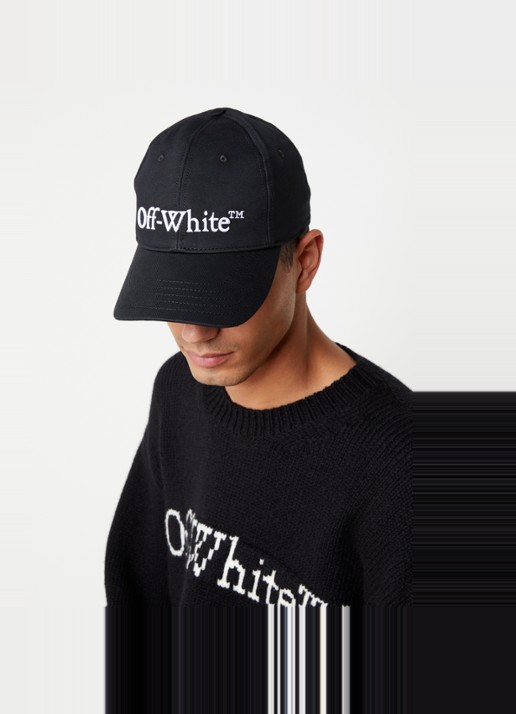 Off-White Bookish pet met logoborduring - voorkant 2 zwart