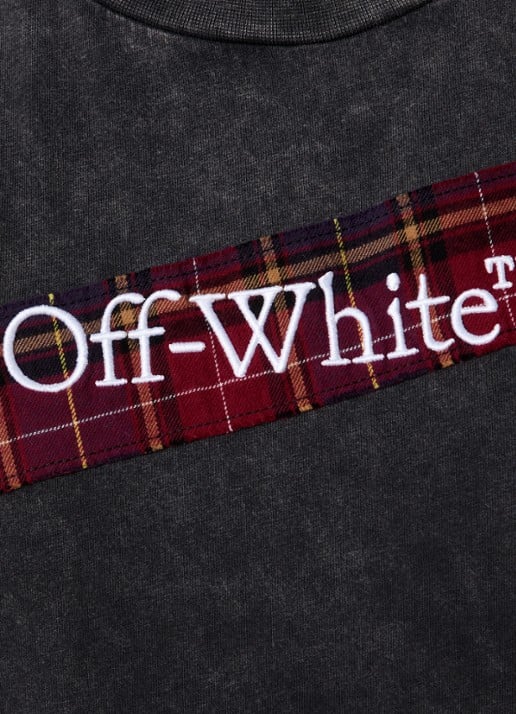 Off-White Check T-shirt met logo - detail 2 antraciet