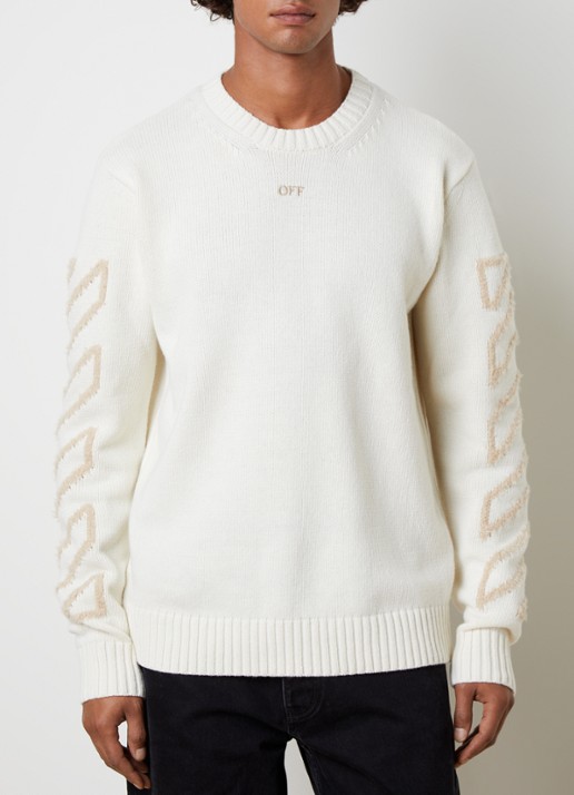 Off-White Diag arrow fijngebreide trui in wolblend - achterkant 3 beige