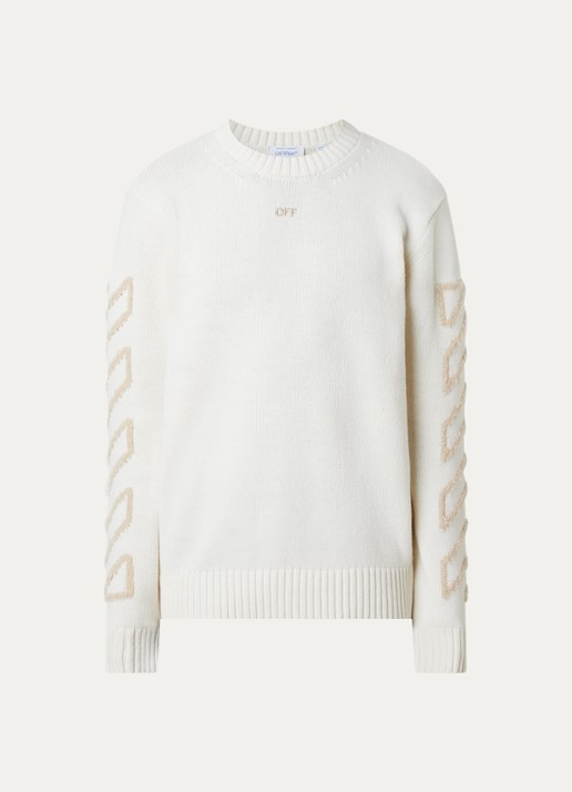 Off-White Diag arrow fijngebreide trui in wolblend - voorkant 4 beige