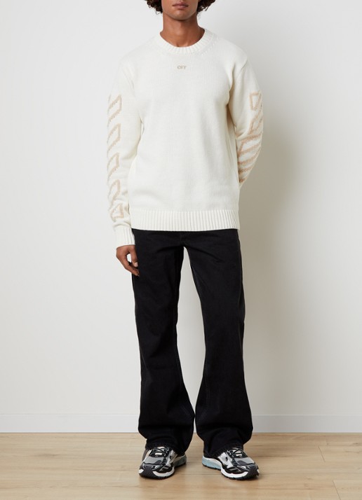 Off-White Diag arrow fijngebreide trui in wolblend - voorkant 5 beige