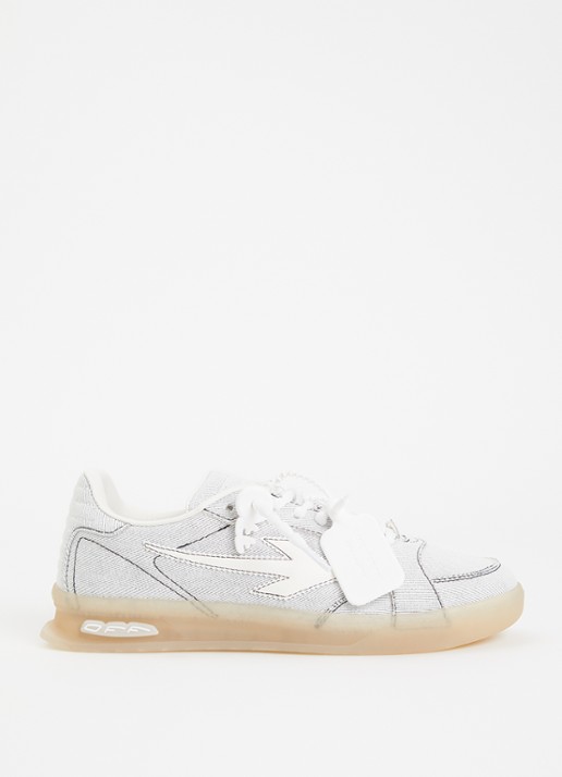 Off-White End Of Play sneaker van denim met details van kalfsleer - voorkant wit