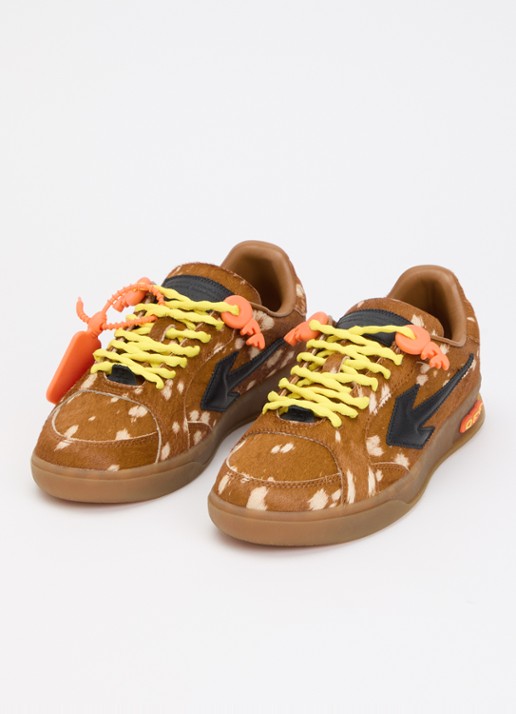 Off-White End Of Play sneaker van leer met ponyhair - detail 3 bruin
