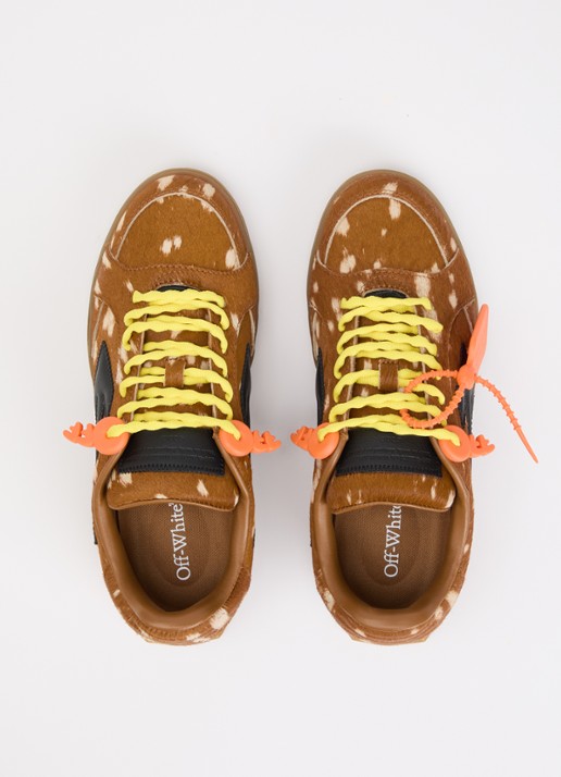 Off-White End Of Play sneaker van leer met ponyhair - detail 4 bruin