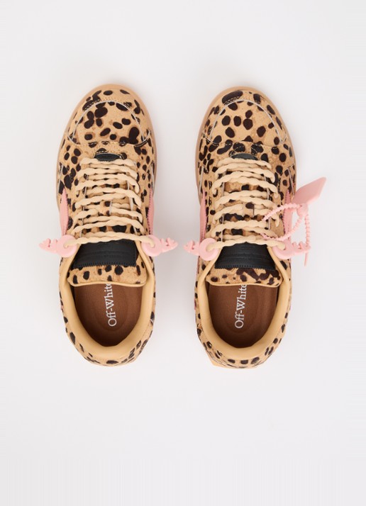 Off-White End Of Play sneaker van leer met ponyhair - detail 2 camel