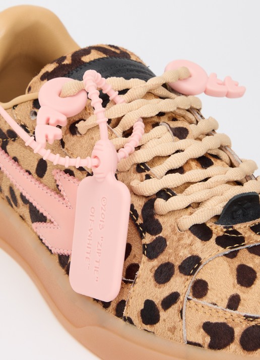 Off-White End Of Play sneaker van leer met ponyhair - detail 4 camel