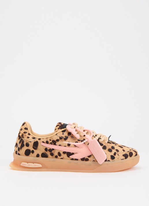 Off-White End Of Play sneaker van leer met ponyhair - voorkant 5 camel