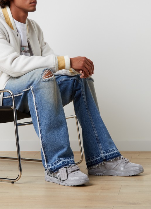 Off-White For Walking sneaker van suède - voorkant 2 grijs