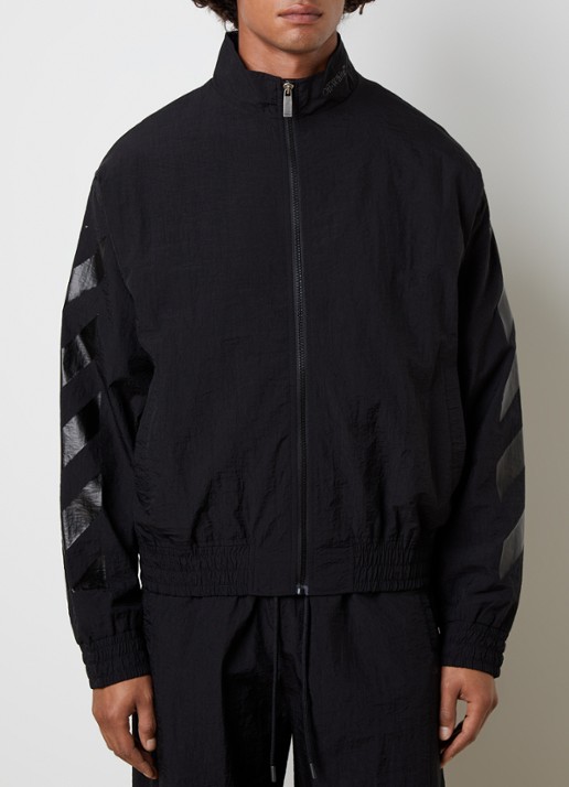 Off-White Glossy arrow jack met backprint en steekzakken - achterkant 6 zwart