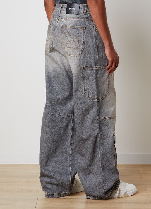 Off-White Half Arrow Cargo wide leg jeans met klepzakken - achterkant 6 grijs