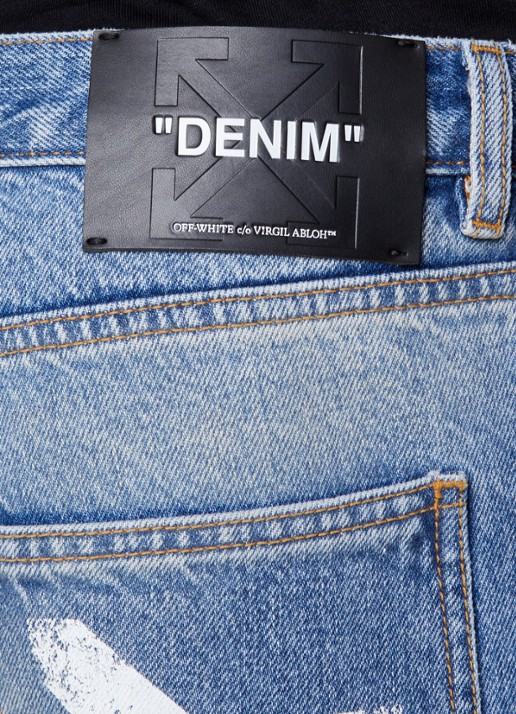 Off-White Half Arrow loose fit jeans met destroyed afwerking en backprint - detail 3 indigo