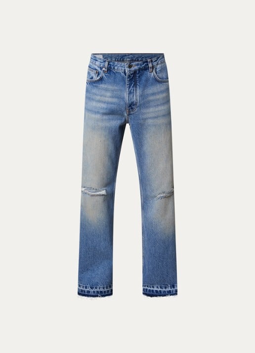 Off-White Half Arrow loose fit jeans met destroyed afwerking en backprint - voorkant 5 indigo