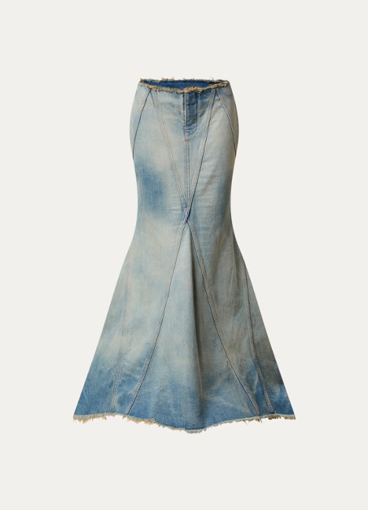 Off-White Half Arrow maxi spijkerrok met verwassen afwerking - voorkant 3 indigo