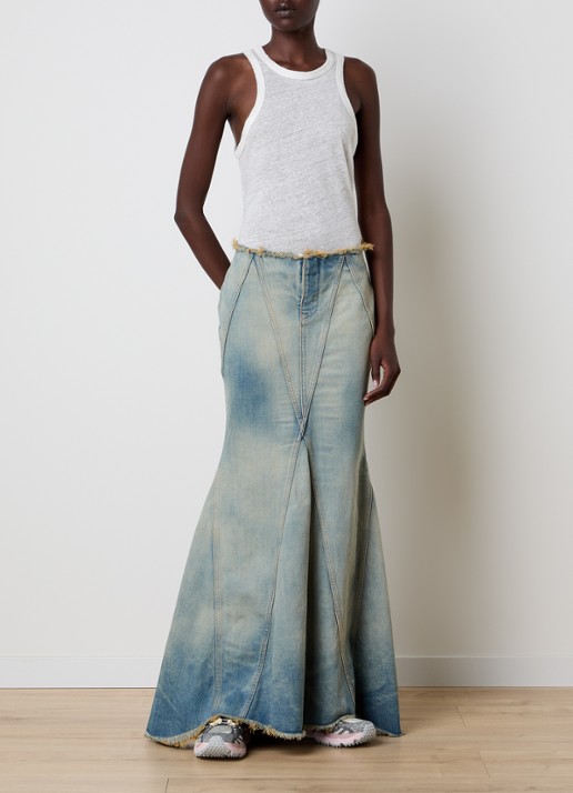 Off-White Half Arrow maxi spijkerrok met verwassen afwerking - voorkant 4 indigo