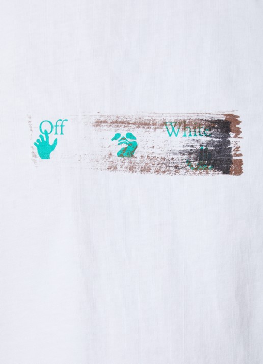 Off-White Inked T-shirt met front- en backprint - detail 4 wit