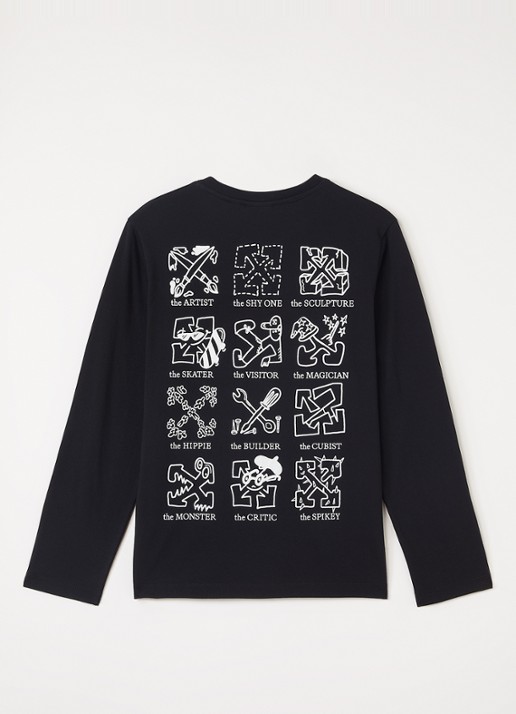 Off-White Longsleeve met logo- en backprint - voorkant 2 zwart