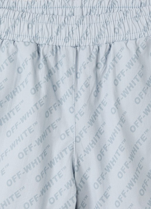 Off-White Loose fit korte broek met logoprint - detail 3 lichtblauw