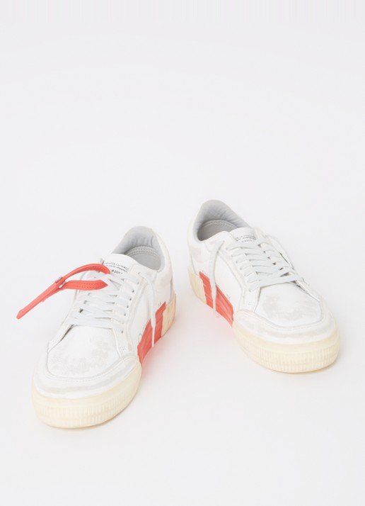 Off-White Low Vulcanized sneaker van leer - detail 3 gebroken wit