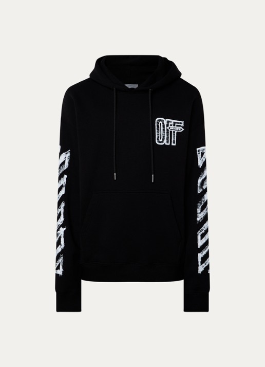 Off-White Motion hoodie met logo- en backprint - voorkant 5 zwart
