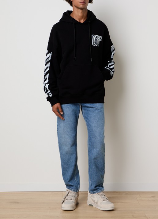 Off-White Motion hoodie met logo- en backprint - voorkant 6 zwart
