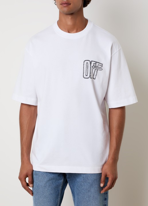 Off-White Motion T-shirt met logo- en backprint - achterkant 3 wit