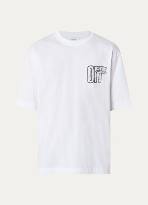 Off-White Motion T-shirt met logo- en backprint - voorkant wit