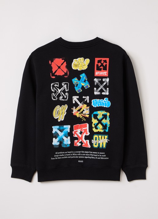 Off-White Multilogo sweater met logo- en backprint - voorkant 2 zwart