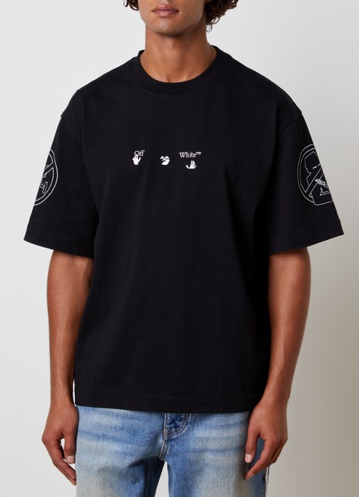 Off-White Neighbourhood Skate T-shirt met logo- en backprint - achterkant 3 zwart