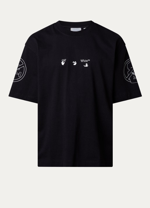 Off-White Neighbourhood Skate T-shirt met logo- en backprint - voorkant 4 zwart
