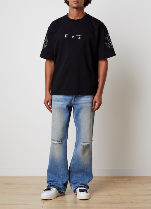 Off-White Neighbourhood Skate T-shirt met logo- en backprint - voorkant 5 zwart