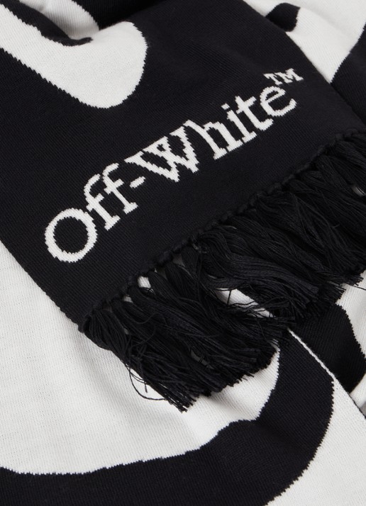 Off-White No Offence sjaal van scheerwol met logo 220 x 25 cm - detail 2 zwart