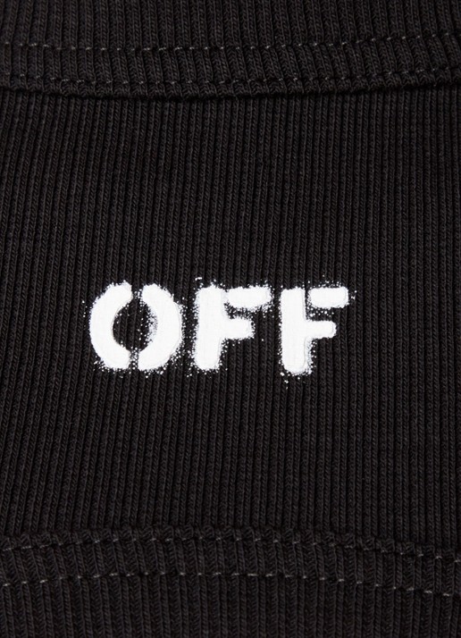 Off-White Off Stamp mini jurk met ribstructuur en cut-out detail - detail 4 zwart
