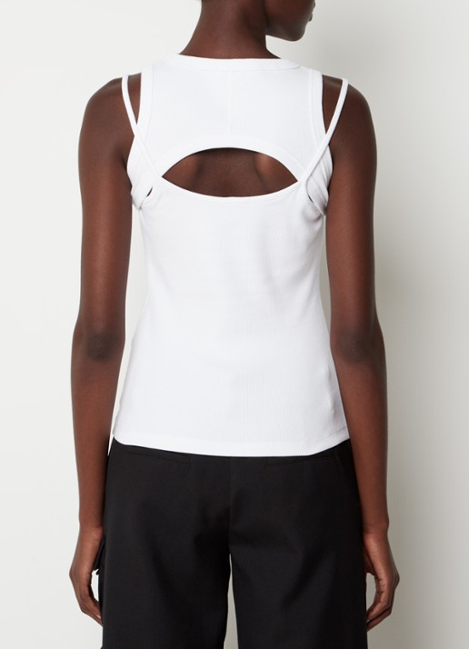 Off-White Off Stamp tanktop met logo en ribstructuur - achterkant wit