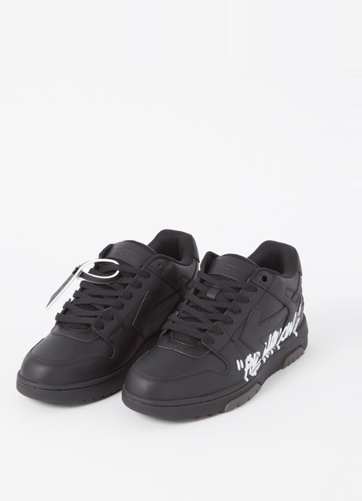 Off-White Out Of Office "For Walking" sneaker met leren details - detail zwart
