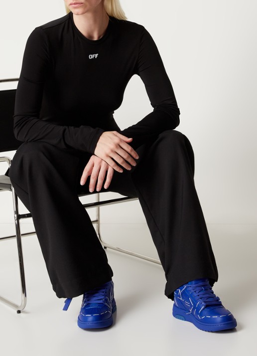 Off-White Out Of Office sneaker met leren details - voorkant 7 blauw