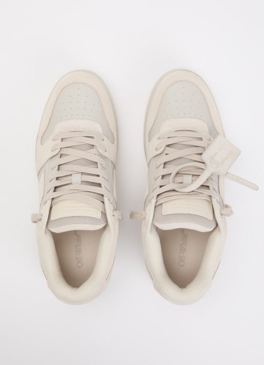 Off-White Out Of Office sneaker van kalfsleer met kalfssuède details - detail 4 beige