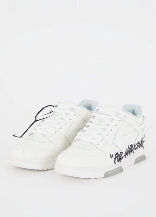 Off-White Out Of Office sneaker van kalfsleer met print - detail 4 gebroken wit