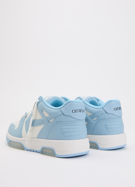 Off-White Out Of Office sneaker van kalfsleer - achterkant lichtblauw