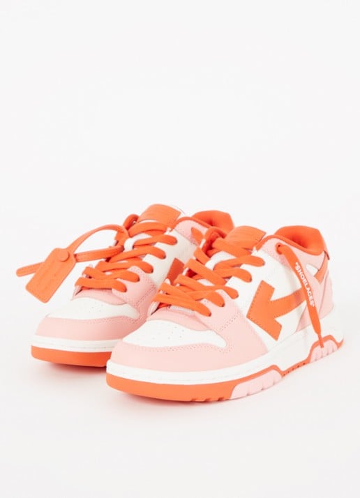 Off-White Out Of Office sneaker van kalfsleer - voorkant 4 roze