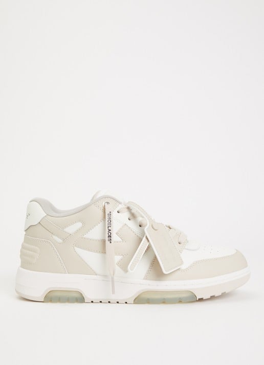 Off-White Out Of Office sneaker van kalfsleer - voorkant beige