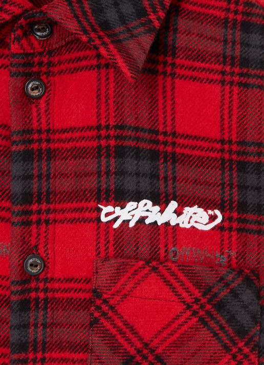 Off-White Overhemd van flanel met ruitdessin - detail rood