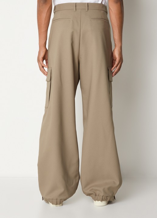 Off-White Ow Emb Drill wide fit cargobroek met klepzakken - achterkant beige