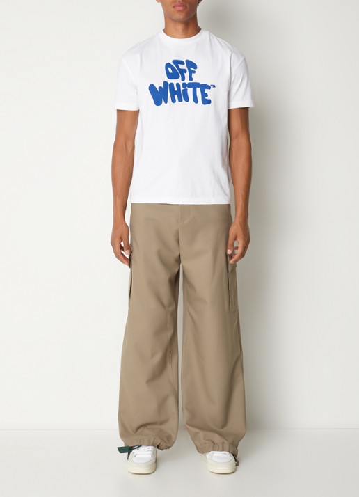 Off-White Ow Emb Drill wide fit cargobroek met klepzakken - voorkant 6 beige