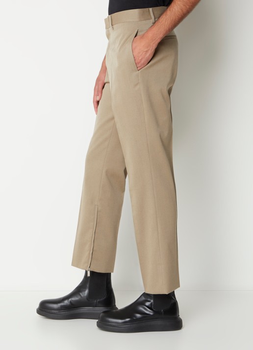 Off-White Ow straight fit pantalon van wol met ritsdetail - detail 3 donkerbeige