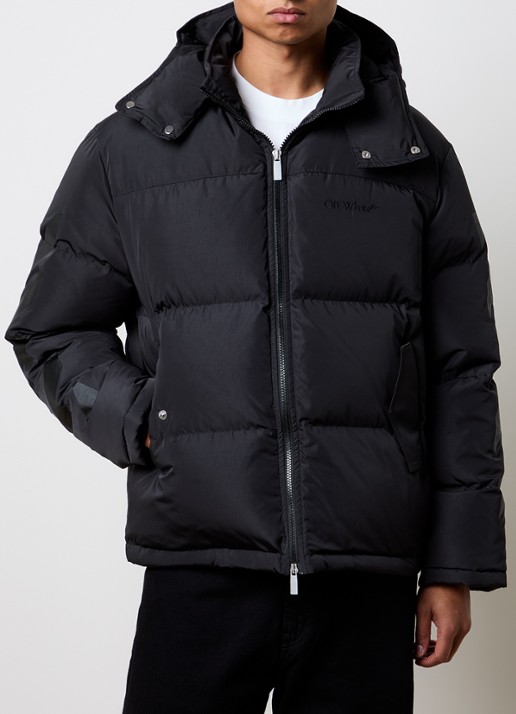 Off-White Puffer jack met donsvulling en afneembare capuchon - achterkant zwart