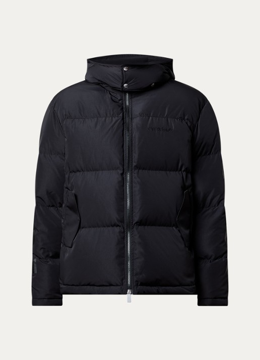 Off-White Puffer jack met donsvulling en afneembare capuchon - voorkant 5 zwart